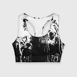 Женский спортивный топ Черно-белая абстракция гранж