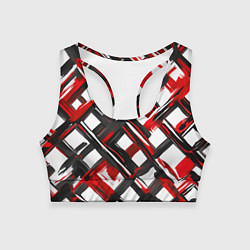 Топик спортивный женский Красные и чёрные мазки, цвет: 3D-принт