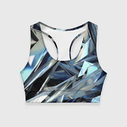 Топик спортивный женский Абстрактные осколки голубого цвета, цвет: 3D-принт