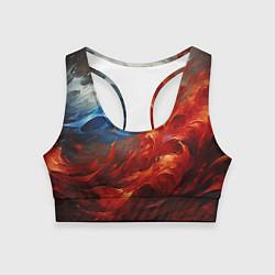 Женский спортивный топ Абстрактный белый синий красный дым