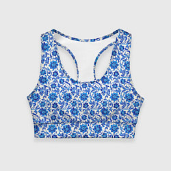 Топик спортивный женский Гжель классика, цвет: 3D-принт
