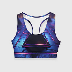 Топик спортивный женский Неоновый абстрактный треугольник, цвет: 3D-принт
