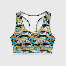 Топик спортивный женский Прыжок диких кошек, цвет: 3D-принт