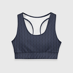 Топик спортивный женский Чёрный узор на серо-синем, цвет: 3D-принт