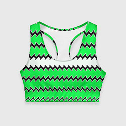 Топик спортивный женский Белые и зелёные полосы, цвет: 3D-принт