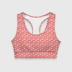 Топик спортивный женский Маленькие сердечки красный полосатый, цвет: 3D-принт