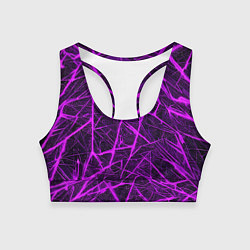Женский спортивный топ Фиолетовая паутина на чёрном фоне
