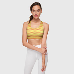 Топик спортивный женский Красные сердечки на золотом фоне, цвет: 3D-принт — фото 2