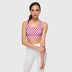 Топик спортивный женский Двойное сердце на розовом фоне, цвет: 3D-принт — фото 2