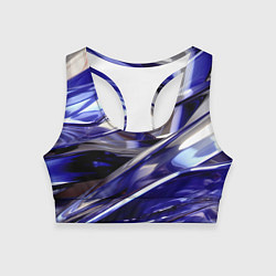 Топик спортивный женский Синие и белые полосы абстракции, цвет: 3D-принт