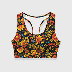 Топик спортивный женский Русская национальная роспись хохлома, цвет: 3D-принт