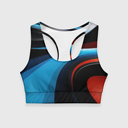 Топик спортивный женский Черные и синии волны спортивный стиль, цвет: 3D-принт