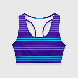 Топик спортивный женский Неоновые линии циан на темно синем, цвет: 3D-принт