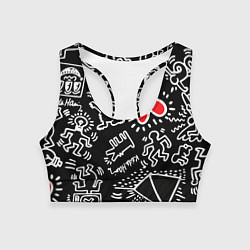 Топик спортивный женский Kit Haring little men, цвет: 3D-принт