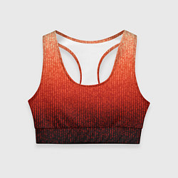 Топик спортивный женский Полосатый градиент оранжево-красный в чёрный, цвет: 3D-принт
