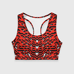 Топик спортивный женский Агрессивный красныйй паттерн, цвет: 3D-принт