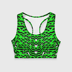 Топик спортивный женский Агрессивный зелёный паттерн, цвет: 3D-принт