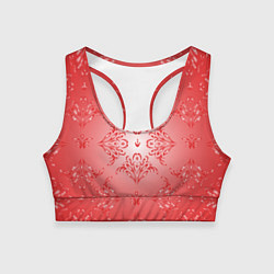 Топик спортивный женский Красный симметричный узор, цвет: 3D-принт