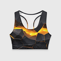 Топик спортивный женский Разлом черных плит и оранжевая лава, цвет: 3D-принт