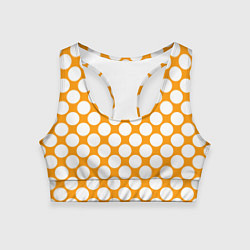 Топик спортивный женский Жёлтый в белый крупный горошек, цвет: 3D-принт