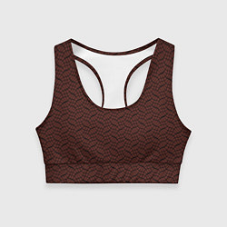 Топик спортивный женский Красно-коричневый в чёрные волнистые полосы, цвет: 3D-принт