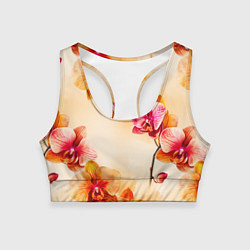 Топик спортивный женский Оранжевые орхидеи акварельные, цвет: 3D-принт