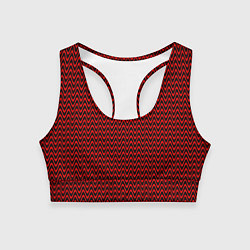 Топик спортивный женский Красно-чёрный волнистые линии, цвет: 3D-принт