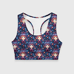 Женский спортивный топ Аниме девочка с бантиком на голове