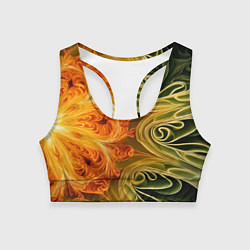 Женский спортивный топ Зелено-оранжевый фрактал