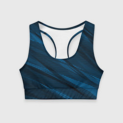 Топик спортивный женский Полосатый чёрно-синий, цвет: 3D-принт