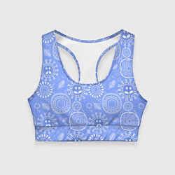 Топик спортивный женский Синие цветочные рожицы, цвет: 3D-принт