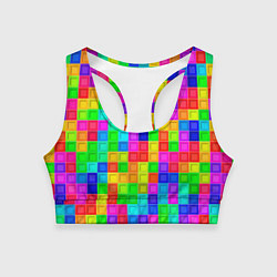 Топик спортивный женский Разноцветные квадратные плитки, цвет: 3D-принт