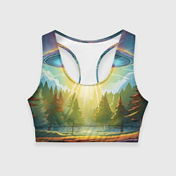 Топик спортивный женский UFO In The Forest, цвет: 3D-принт