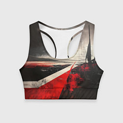 Женский спортивный топ Футуристичный пейзаж в ретро стиле