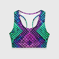 Женский спортивный топ Фиолетовая текстурная кожа змеи