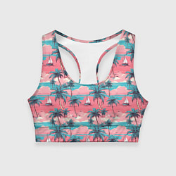 Топик спортивный женский Летний закат на море паттерн-текстура, цвет: 3D-принт