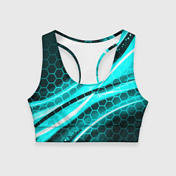 Топик спортивный женский Неоновая броня абстракция, цвет: 3D-принт