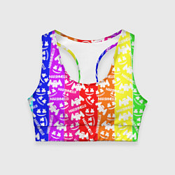 Топик спортивный женский Marshmello rainbow, цвет: 3D-принт