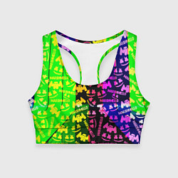 Женский спортивный топ Marshmello pattern neon steel