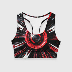 Топик спортивный женский Чёрно-красная сфера киберпанк, цвет: 3D-принт