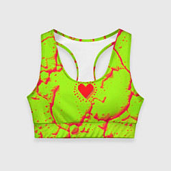 Женский спортивный топ Сердечко на кислотном фоне