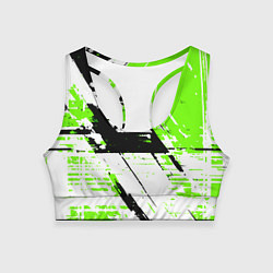 Женский спортивный топ Diagonal black and green stripes on a white backgr