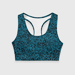 Топик спортивный женский Чёрно-голубой текстура точки, цвет: 3D-принт