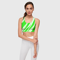 Топик спортивный женский Яблочный зелёный абстракция с полосами, цвет: 3D-принт — фото 2