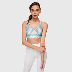 Топик спортивный женский Серо-бирюзовый абстрактный, цвет: 3D-принт — фото 2