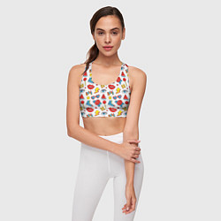 Топик спортивный женский Паттерн с яркими молодежными стикерами, цвет: 3D-принт — фото 2