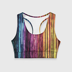 Топик спортивный женский Неоновый и переливающийся киберпанк узор, цвет: 3D-принт