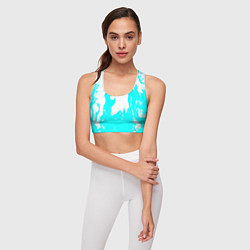 Топик спортивный женский Голубой огонь текстура, цвет: 3D-принт — фото 2