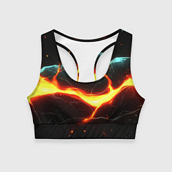 Топик спортивный женский Лава в черной текстуре, цвет: 3D-принт
