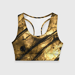Топик спортивный женский Золото с черной текстурой, цвет: 3D-принт